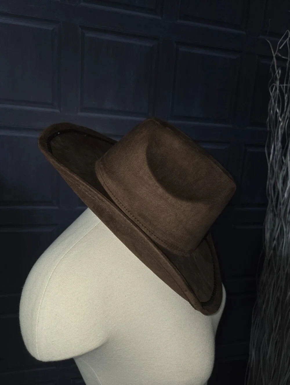Brown Suede Cowboy Hat with Studded Brim